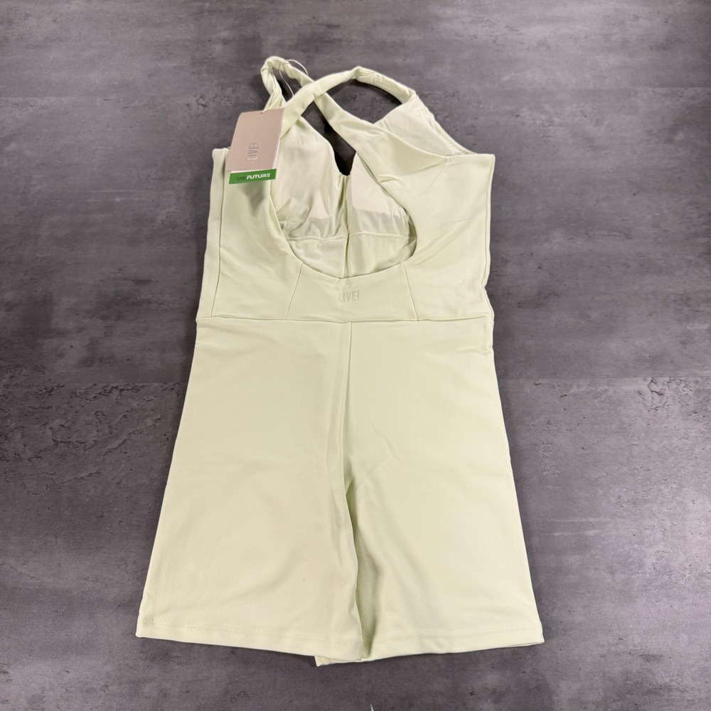 LIVE! Bodysuit Womens L Flowstate Tex Green Textured Cross Back NEW Yoga Gym - Picture 4 of 8